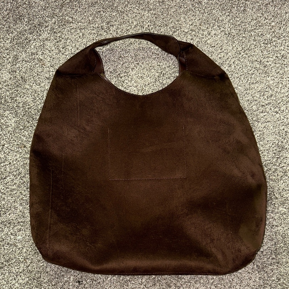 GAP Brown Vegan Suede Slouchy Tote Bag - Picture 5 of 8